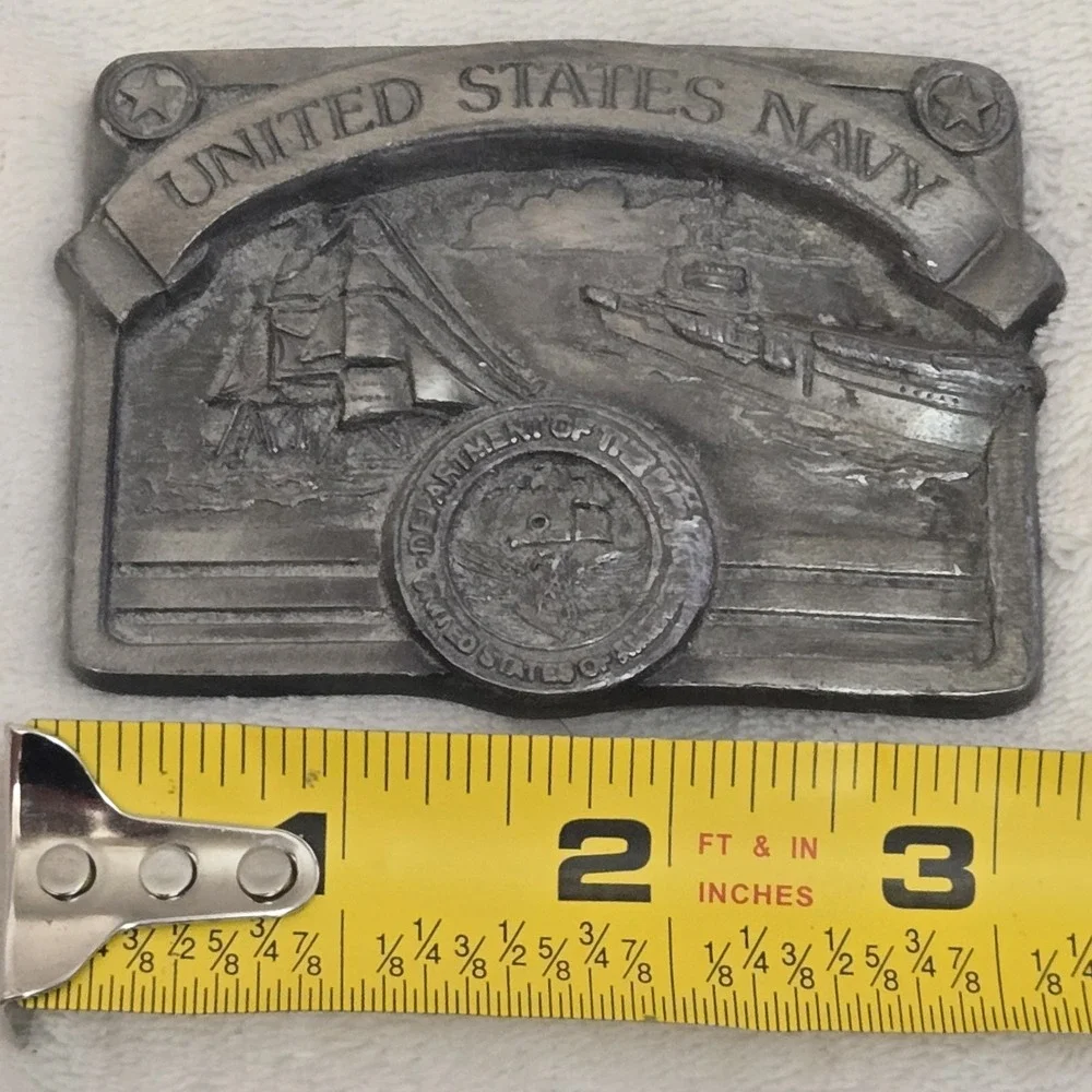 Buckles of America US Navy Pewter Belt Buckle Masterpiece Collection VINTAGE